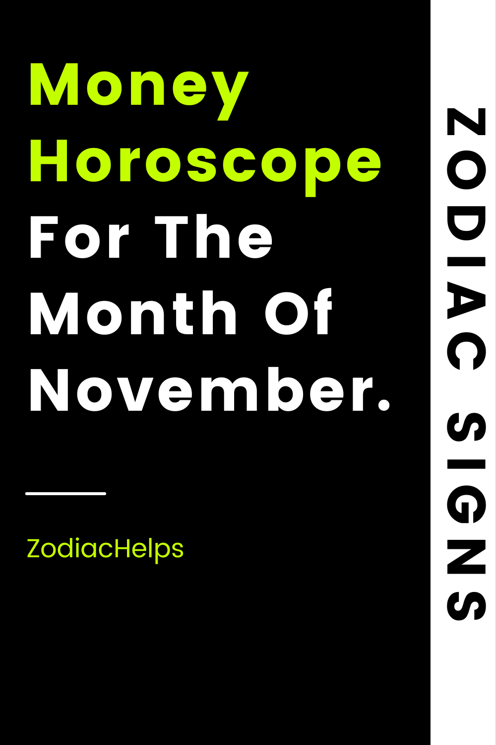 Money Horoscope For The Month Of November.